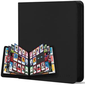 WITHYU Album da Collezione per Carte 12 Tasche, Capacità 720 Carte, Impermeabile, con Chiusura Lampo, per TCG, Calcio e Carte da Collezione, Portatile (Nero)