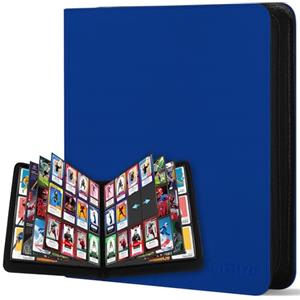 WITHYU Album da Collezione per Carte 12 Tasche, Capacità 720 Carte, Impermeabile, con Chiusura Lampo, per TCG, Calcio e Carte da Collezione, Portatile (Blu Scuro)