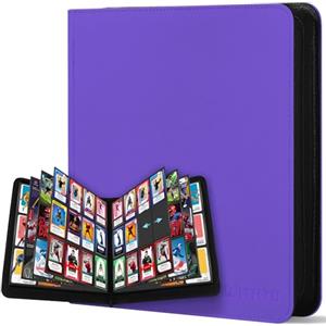 WITHYU Album da Collezione per Carte 12 Tasche, Capacità 720 Carte, Impermeabile, con Chiusura Lampo, per TCG, Calcio e Carte da Collezione, Portatile (Viola)