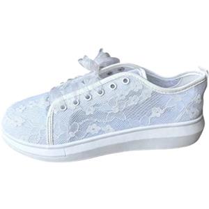 Generico Scarpe Basse Donna Casual in Pizzo Traspirante con Lacci e Suola Spessa Scarpe per Camminare Eleganti Comode Sneakers da Lavoro Estivo per Ufficio Uscire Viaggi Cerimonia Festa,