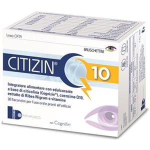 CITIZIN Q10 - 20 Flaconcini da 10 ml - Integratore Alimentare a base di Citicolina (Cognizin), Coenzima Q10, Vitamine A, C, E, Vitamine del gruppo B e Ribes nero