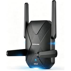 WONLINK Ripetitore WiFi 6 AX1500Mbps Dual Band, Amplificatore Segnale WiFi con 4 Antenne, Porta LAN/WAN, WPS, MU-MIMO, WPA3, Modalità Ripetitore/Router/AP, Indicatore di Segnale, per Casa e Ufficio
