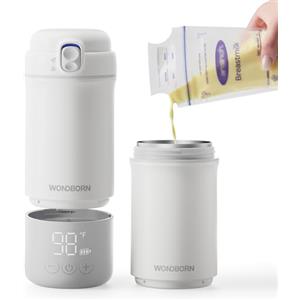 WONDBORN Scaldabiberon portatile da viaggio, riscaldamento istantaneo, lavabile in lavastoviglie, controllo preciso della temperatura da 30 W, ricarica rapida della batteria a lunga durata, capacità: