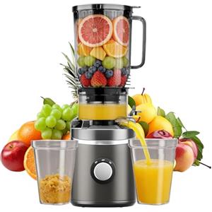 Ovshnrr Estrattore di Succo Professionale 120mm, Spremiagrumi Elettrico 2.3L con Tritan, Estrattore Frutta e Verdura a Lenta Spremitura 65RPM, Succo Ricco di Nutrienti
