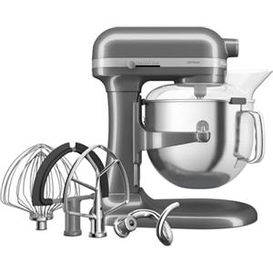 KitchenAid Robot da Cucina - Artisan - Robot da cucina multifunzione con ciotola sollevabile - Con 5 accessori in acciaio inox - 6,6L - Argento medaglia