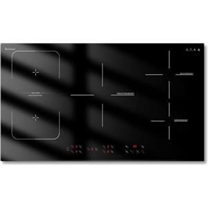 Karinear Piano Cottura a Induzione 5 Fuochi, 7200W Piano Cottura Elettrico Incasso con Toccare, 90cm Premium Piastra a Induzione Cablaggio con Flex Zone, Timer, Booster, Pausa, 220-240V
