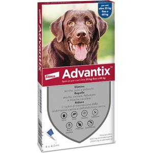 ELANCO Advantix Spot On Antiparassitario Per Cani 25-40kg 4 Pipette Da 4ml