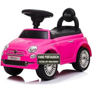 TOYSCAR Auto a Spinta Macchinina Fiat 500 Primi Passi Cavalcabile Per Bambini da 12 a 36 Mesi Con suoni e Sistema Antiribaltamento Vano Portaoggetti e Schienale per Imparare a Camminare (Rosa)