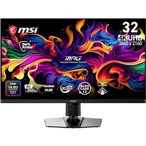 MSI MPG 322UR QD-OLED X24 32" Monitor UHD 4K (3840 × 2160), pannello QD-OLED Tandem, 240 Hz, 0,03 ms, DarkArmor Film, Uniform Luminance, AI Care Sensor, HDMI 2.1, DisplayPort 2.1a, USB-C 98W PD, suppo