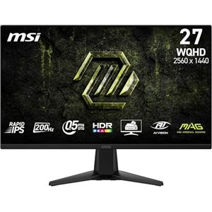 msi MAG 275QFA E20 27" Gaming Monitor, 2560x1440 WQHD Rapid IPS, 200 Hz, 0,5 ms, HDR Ready, AMD FreeSync Premium, Eye Care, AI Vision, HDMI 2.0b, DP 1.4a, Frameless, VESA Mount