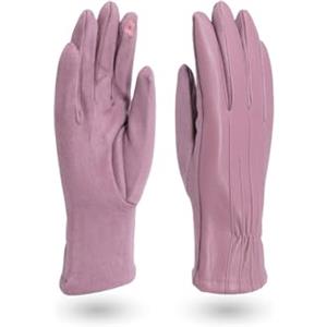 QUEEN HELENA Guanti Caldi Invernali Morbidi Touch Screen Antivento Foderati Scamosciati Eleganti Donna G01 (G-01 Viola, Taglia Unica)