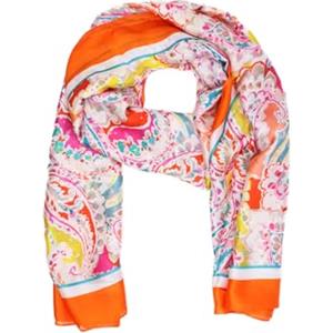 QUEEN HELENA Sciarpa Leggera Elegante Foulard Casual Colorato con Fantasia Donna SC13 (SC13-1 Arancio)