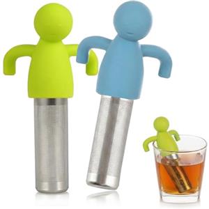 GWEOR Set di 2 Infusori per Tè e Tisane in Acciaio Inox, Colino a Maglia Fine per Tè Sfuso ed Erbe, Filtro Riutilizzabile con Manico per Tazza e Teiera, Blu e Verde