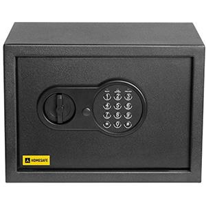HomeSafe HV25E Cassaforte Piccola con Codice, 25x35x25cm (HxLxP), Cassaforte da Armadio Digitale con Combinazione Elettronica, Cassetta di Sicurezza per Soldi e Gioielli, Sicurezza Domestica