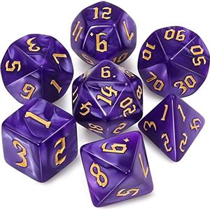 QMAY Dadi poliedrici da gioco - 7 dadi (viola profondo)