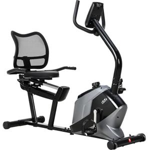 ISE Cyclette da Seduta Magnetica con Schienale, Cyclette Orizzontale da Casa con 8 Livelli di Resistenza Schermo LCD Supporto per Smartphone