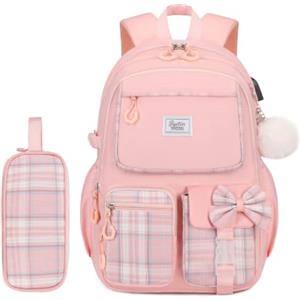 Byitin Zaino Scuola Elementare Bambina Media, Zaini Viaggio con Tasca Antifurto