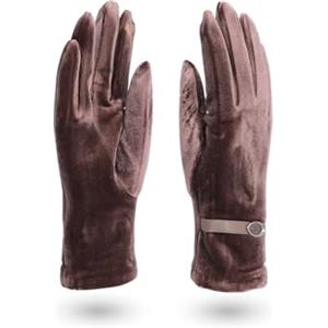 QUEEN HELENA Guanti Invernali Caldi con Cinturino Eleganti Donna G22-10 (Taglia Unica, Marrone)
