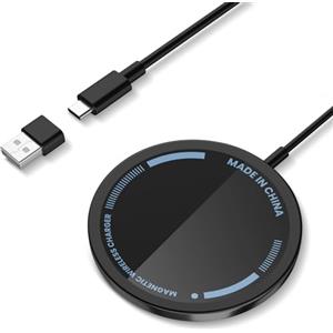 bayite Caricatore Wireless Magnetico, 15W Caricabatterie MogSafe Caricatore Senza Fili Portatile Rapida magnetico Caricabatterie compatibile con iPhone 17 16 15 14 13 12 serie,AirPods Pro 2/3,ecc ([Nero-CX])