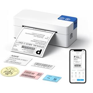 ETIKEZ Stampante per etichette Bluetooth DHL, stampante termica 4 x 6, stampante per etichette di spedizione, compatibile con Amazon, Shopify, Etsy, UPS e iOS, Android, Windows e Mac, bianca