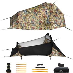Night Cat Tenda Amaca Con Zanzariera: A Forma Triangolare Con Fondo Piatto Impermeabile per 1 Posto Camuffare