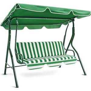 RMF PRO Dondolo da Giardino 3 Posti con Tetto Parasole Regolabile, Dondolo da Esterno con Struttura in Acciaio Resistente - Tessuto Impermeabile da Campeggio e Spazi Esterni 170x110x153 cm Verde