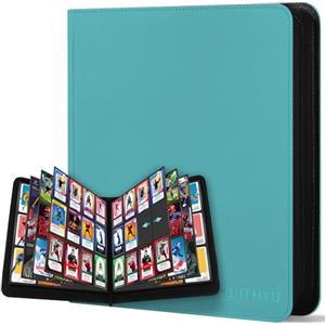 WITHYU Album da Collezione per Carte 12 Tasche, Capacità 720 Carte, Impermeabile, con Chiusura Lampo, per TCG, Calcio e Carte da Collezione, Portatile (Acquamarina)