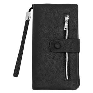 QUEEN HELENA Portafoglio con Zip e Laccetto da Polso Mini Pochette Donna PF22-8 (Nero)