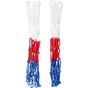 kkrrammii 2 reti di ricambio per canestro da basket in nylon a 8 anelli, standard, durevoli, per canestro da basket, professionali, colore bianco, rosso, blu (2 pezzi da 25 cm)