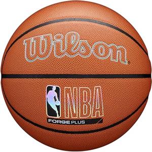 Wilson Pallone da Basket NBA Forge Plus, Con Rivestimento Pure Feel, Presa D'Élite e Rimbalzo Costante, Ritenzione D'Aria Ottimale, Colore: Marrone, Taglia: 7