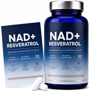 ELEMPURE Integratore Premium NAD+ & Resveratrolo 1500mg, 120 Capsule