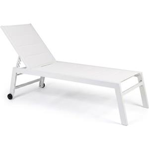 Totò Piccinni Lettino Prendisole CEFALÙ in Alluminio e Textilene Imbottito, Sdraio da Piscina e Giardino con Ruote, Schienale Regolabile (Bianco)