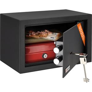 Brihard Home Cassaforte Piccola con Chiave - Cassetta di Sicurezza 11L (20x31x20 cm) con Serratura Anti-sfondamento e Fori di Fissaggio - Mini Cassaforte per Gioielli, Contanti e Oggetti di Valore