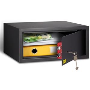 HomeSafe HV24K Cassaforte Piccola con Chiave, 20x44x38cm (HxLxP), Cassaforte da Armadio per Sicurezza Domestica, Cassetta di Sicurezza per Soldi, Gioielli, Documenti e Oggetti di Valore