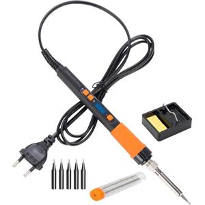 Swft Huo Saldatore a Stagno Kit 90W, Set 8-in-1 con Temperatura Regolabile 180-500℃, Display LED Digitale, Kit Saldatore con Supporto, Filo per Saldatura, 5 Punte,Per Saldatura e Riparazioni