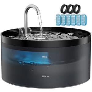 GIOTOHUN Fontanella per Gatti Fontanella Gatto: Fontana per Gatto - Forma di Rubinetto - Pompa Dell'acqua Super Silenziosa, Nero-3.2L+6 Filtris+3 Spugnas