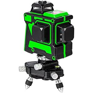 TOPWAY Livella Laser Autolivellante Verde 3x360°, 3D Livello Laser 12 Linee, Strumento Laser per Pavimento con Modalità a Impulsi e Blocco Pendolo per Interno ed Esterno, 1 Batterie Incluse