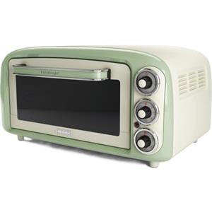 Ariete Forno Vintage 979, Forno Elettrico con 3 Posizioni di Cottura, Forno per Pizza da 30 cm, Temperatura Max 230°C, Timer, Griglia in Acciaio Inox, 1300W, Verde