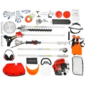 DOPBENT 51,7 cc, attrezzo da giardino multiuso a benzina, 4 in 1, con tagliasiepi, motosega, motore a 2 tempi, con aste di prolunga da 83 cm