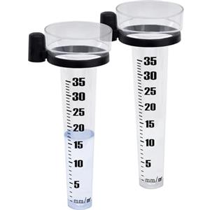 Spetebo Pluviometro da 25 cm con scala e supporto, set da 2 pezzi, in plastica per stazioni meteorologiche, misuratore di quantità d'acqua, stazione meteo, accessorio per pluviometro, ombrometro, misuratore