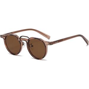 LJCZKA Occhiali da Sole Rotondi Retro per Uomo Donna Occhiali da Sole Rotondi Piccoli alla Moda Anni 90 con Protezione UV400 (Marrone Marrone)