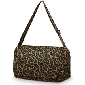 Boziee Cavans - Borsa a tracolla unisex, grande da donna, in tessuto, per uso quotidiano, ufficio, scuola, viaggi, Leopardo giallo