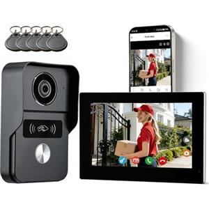 Honmidatek WALN Videocitofono connesso Smart, citofono con telecamera a 2 fili con monitor Touchscreen da 7 pollici, Audio bidirezionale, Sistema interfono con sblocco remoto, Wi-Fi 2.4G/5G,KW02-IP7B