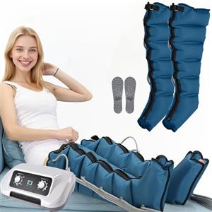 LQJHDM Stivali pressoterapia Gambe | 6 macchine per pressoterapia professionale per casa addome | Massaggiatore drenaggio linfatico circolazione, 0-240 Mmhg regolabili (Blu 2gambe L)