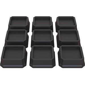Lutown-Teen 9 Pz Rialzi per Letto, Mobili, Alza Piedini Netto 2,5 cm, Nero | Rialzo per Divani, Tavoli, Sedie, Sollevatori Ingombro 10.2x10.2x3.8 cm, Apertura Superiore Larga 7.1 cm, Carico Max 680 kg