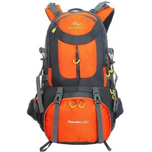 BOZEVON Escursionismo Viaggio Zaino 40L / 50L / 60L - Daypack Outdoor Campeggio Viaggi Trekking Arrampicata Zaino Uomini Donne, Arancione, 50L