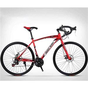 ALQPPM Bicicletta da Strada da 26 Pollici, Bici da 24 Velocità, Freno a Doppio Disco, Telaio in Acciaio ad Alto Tenore Di Carbonio, Corsa in Bicicletta su Strada,Red/Rosso