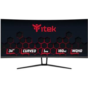 Itek Monitor GGC - 34 Curvo, 3440x1440 WQHD UltraWide, Pannello VA 180Hz, Risposta 1ms, Collegamenti 2xHDMI e 2xDP, Adapt Sync