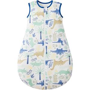 Duomiaomiao Sacco nanna Baby per l'intero anno 2.5Tog, 100% cotone Sacco per bebè invernale, neonato femmina, Sacco nanna caldo per bambini neonati(Dinosauro/85)