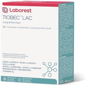Laborest | Tiobec Lac | 30 Compresse | Acido α‑Lipoico, Acetil L‑Carnitina, Vitamina D3 | Senza Glutine e Lattosio | Benessere Quotidiano | Integratori